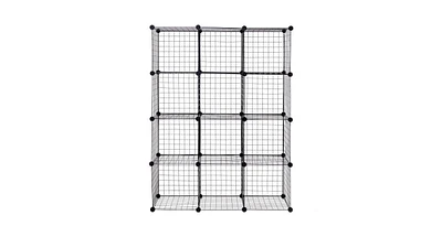 Slickblue 42" x 14" x 56" Diy 12-Cube Metal Grid Wire Storage Cubes