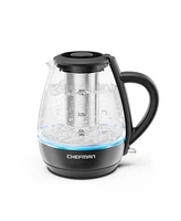 Chefman 1L Electric Glass Kettle with Tea Infuser, Led Indicator Light, Automatic Shutoff