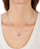 Wonder Fine Jewelry Diamond Mickey Mouse 18" Pendant Necklace (1/20 ct. t.w.) in Sterling Silver
