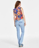 Guess Womens Rossella Ruffled Top Hermosa Flap Pocket Low Rise Jeans