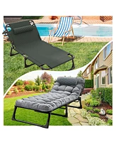 Inolait Adjustable 4-Position Folding Bed, Lounge Chair & Camping Cot with Pillow & Thicked Mattress