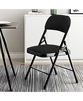 6-Pack Folding Chair Fabric Upholstered Padded Seat Metal Frame for Home Office Dining Room