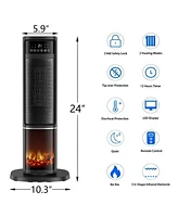 1500W Oscillating Ceramic Tower Electric Space Heater with Remote