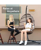 Outdoor Wicker Hanging Egg Swing Chair (Stand Included)