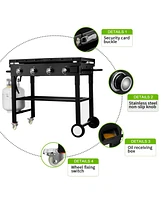 Sugift 60000BTU 4 Burner Foldable Outdoor Propane Gas Grill in Black