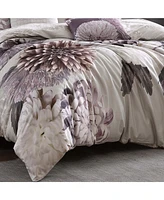 Bebejan Dahlia Purple Bedding 200 Thread Count 100% Cotton Sateen 5 Piece Reversible Queen Comforter Set