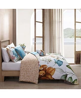 Bebejan Maia Blue Bedding 200 Thread Count 100% Cotton Sateen 5 Piece Reversible Queen Comforter Set