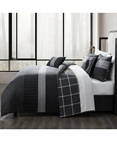 Bebejan Kyle Black Bedding 200 Thread Count 100% Cotton Sateen 5 Piece Reversible King Comforter Set