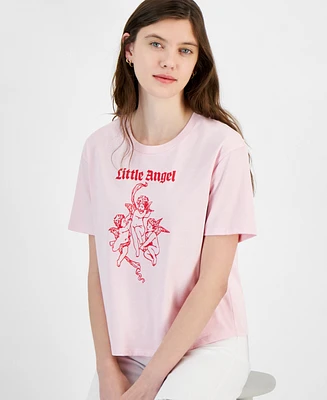 Rebellious One Juniors' Little Angel Graphic-Print Tee