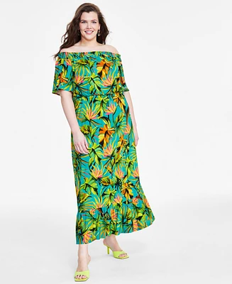 I.n.c. International Concepts Plus Off-The-Shoulder Maxi Dress, Created for Macy's