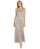 R & M Richards Petite 2-Pc. Metallic-Lace Gown Jacket Set