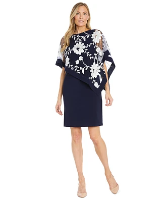 R & M Richards Women's Floral-Embroidered Poncho Dress