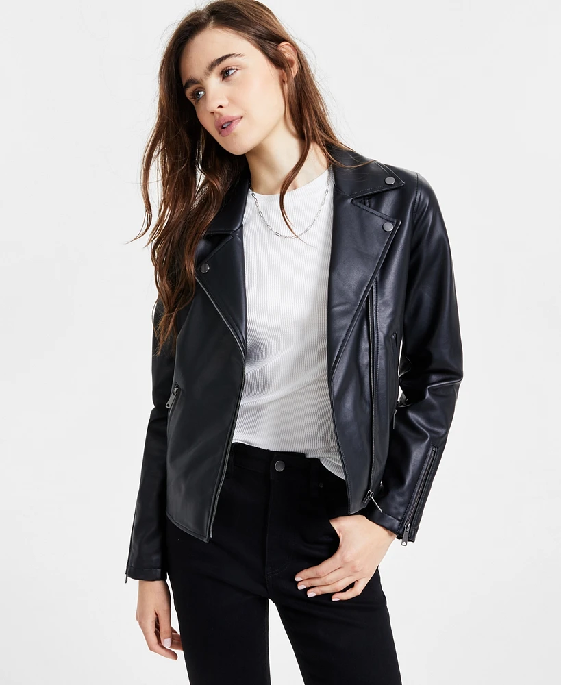 CoffeeShop Juniors' Asymmetric Faux-Leather Moto Jacket