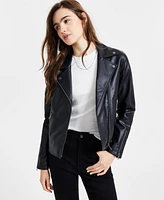 CoffeeShop Juniors' Asymmetric Faux-Leather Moto Jacket