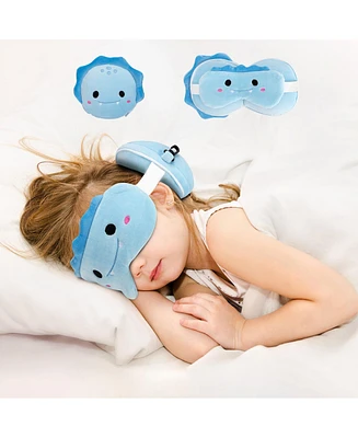 Mirage Luggage Kids 2-in-1 Travel Pillow and Eye Mask Animal Plush Soft Eye Mask Blindfold for Sleeping, Nights and Travel