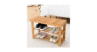 Slickblue 2-Tier Bamboo Shoe Bench Entryway Storage Racks