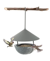 Slickblue Metal Hanging Bird Feeder and Bath with Weatherproof Dome