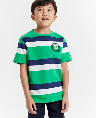 Tommy Hilfiger Little Boys Varsity H Stripe Embroidered Logo Graphic T-Shirt