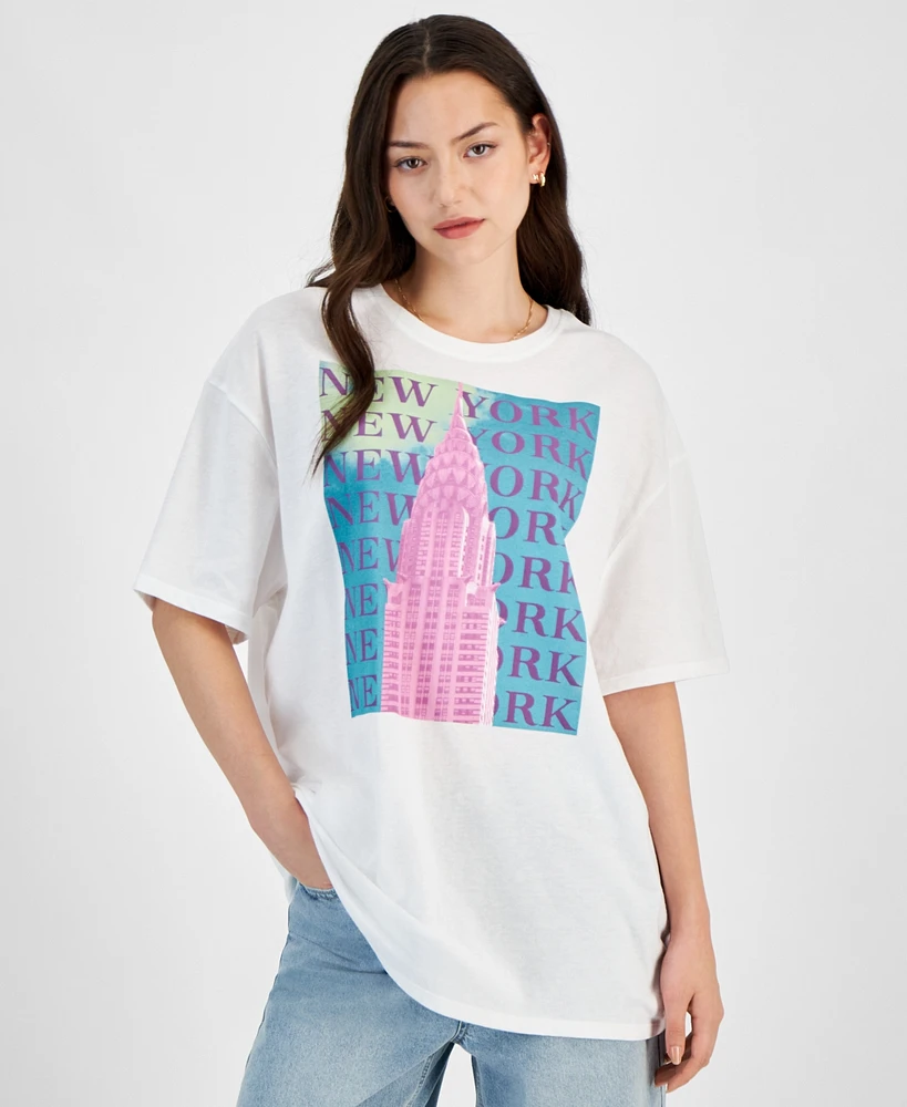 Grayson Threads, The Label Juniors' New York Skyscraper Graphic-Print Tee