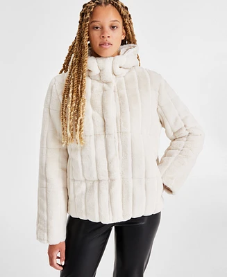 Maralyn & Me Juniors' Reversible Faux-Fur Quilted Coat
