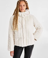 Maralyn & Me Juniors' Reversible Faux-Fur Quilted Coat