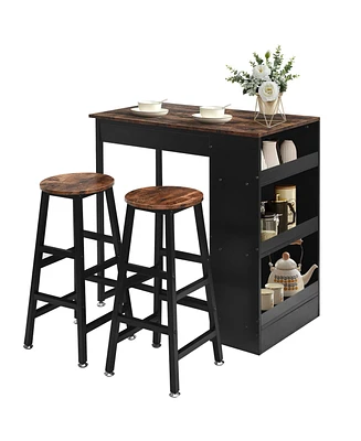 Slickblue 3 Pieces Bar Table Set with Storage