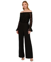 Adrianna Papell Off-The-Shoulder Lace Jumpsuit