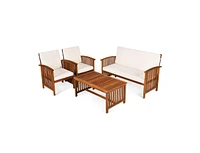 Slickblue 4 Pieces Patio Solid Wood Furniture Set