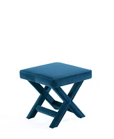 Manhattan Comfort Abigail 20.47" Velvet Upholstered Rubberwood Ottoman Bench