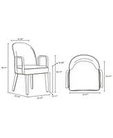 Manhattan Comfort Hillman 2-Piece Leatherette and Velvet Upholstered Beech Wood Dining Armchair