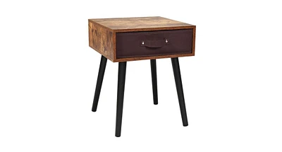 Slickblue Mid-Century End Accent Bedside Table-Brown