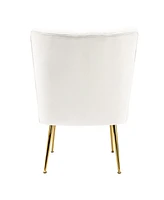 22" Wide Upholstered Tufted Velvet Accent Chair With Metal Leg