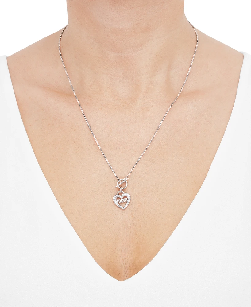 Diamond Mom Heart Toggle Necklace (1/6 ct. t.w.) in Sterling Silver, 16" + 4" extender