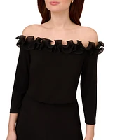 Adrianna Papell Ruffled Off-The-Shoulder Jumpsuit