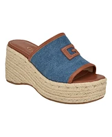 Guess Women's Zakki One Band Logo Slide Espadrille Wedge Sandals