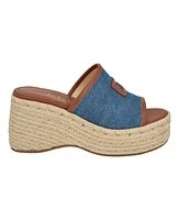 Guess Women's Zakki One Band Logo Slide Espadrille Wedge Sandals