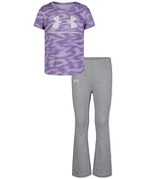 Under Armour Toddler and Little Girl 2-Pc. Short-Sleeve Glitter Logo Print Tee & Yoga Pants Set