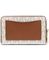 Michael Kors Logo Jet Set Zip-Around Card Case