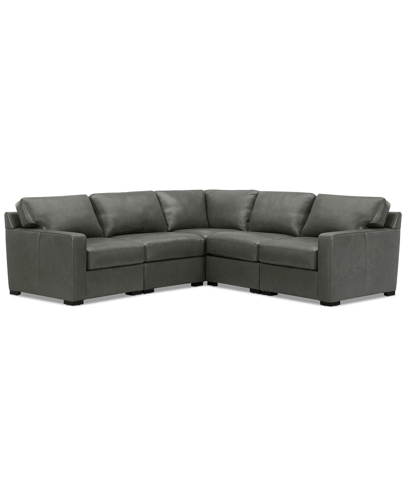 Radley 101" 5-Pc. Leather Square Corner L Shape Modular Sectional, Created for Macy's