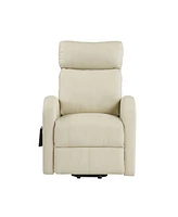 Simplie Fun Ricardo Recliner Chair w/Power Lift, Beige Pu