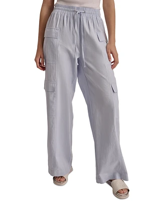 Dkny Jeans Women's High-Rise Drawstring Wide-Leg Cargo Pants