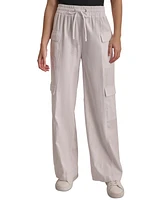 Dkny Jeans Women's High-Rise Drawstring Wide-Leg Cargo Pants