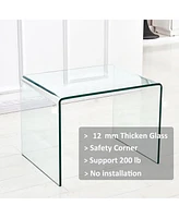 Streamdale Furniture Small Clear Glass Side & End Table, Tempered Glass End Table Small Coffee Table