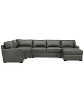 Radley 148" 4-Pc. Leather Wedge Modular Chaise Sectional, Created for Macy's