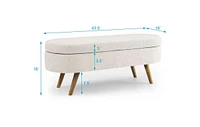 Ottoman Oval Storage Bench, Rubberwood Legs
