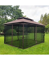 13 X 10 Outdoor Patio Gazebo Canopy Tent With Ventilated Double Roof And Mosquito Net