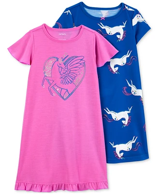 Carter's Little & Big Girls Unicorn Nightgowns, Pack of 2