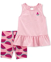 Carter's Toddler Girls Striped Watermelon Top & Bike Shorts, 2 Piece Set