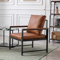 Modern Pu Leather Accent Chair With Powder Coated Metal Frame, Single Sofa