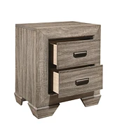 Simplie Fun Natural Finish 1pc Nightstand Flat Cup Pulls Two Dovetail Drawers Wooden Bedside Table Bedroo